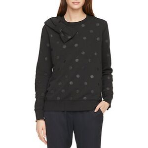 Kate Spade Glitter Polka Dot Bow Sweatshirt 100% Cotton Small Black Gray